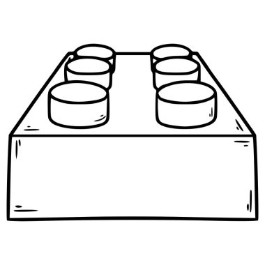 oyuncak tuğla 2x3 illüstrasyon el çizimi ana hat vektörü