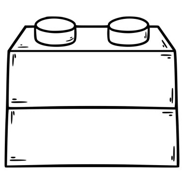 oyuncak tuğla 1x2 illüstrasyon el çizimi ana hat vektörü