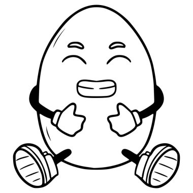 Yumurta karakteri çizimi el çizimi ana hat vektörü