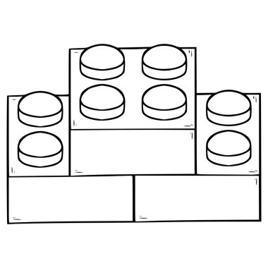 bileşik oyuncak tuğlaları çizim el çizimi ana hatları vektörü