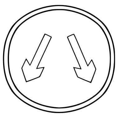 Her iki yol işaret çizimi el çizimi ana hat vektörü