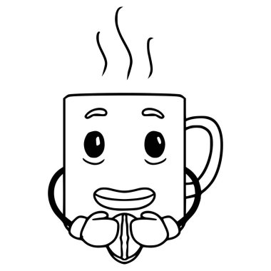 kupa karakter çizimi el çizimi ana hat vektörü