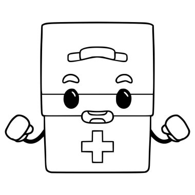 medkit karakter çizimi el çizimi ana hat vektörü