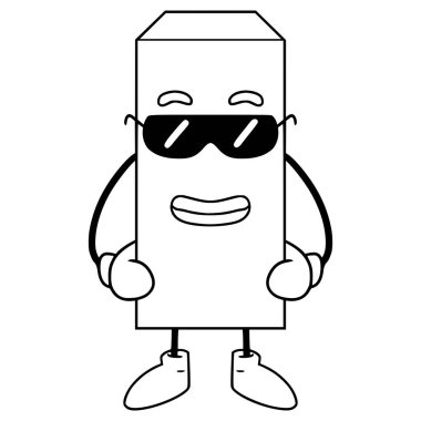 dikdörtgen küp karakter çizim el çizimi ana hatlı vektör