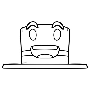 Silindir şapka karakter çizimi el çizimi ana hat vektörü