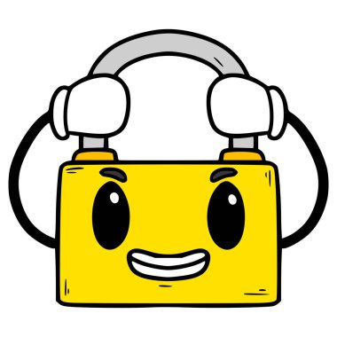 asma kilit karakter çizimi el izole vektörü