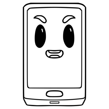 akıllı telefon karakteri çizimi el çizimi ana hat vektörü