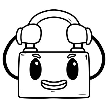 asma kilit karakter çizimi el çizimi ana hat vektörü