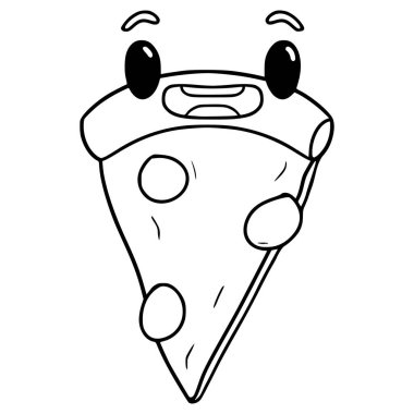 Pizza karakteri çizim el çizimi taslak vektörü