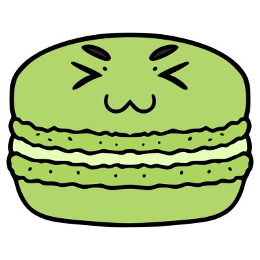 yeşil badem kurabiyesi karakter çizimi elle izole edilmiş vektör