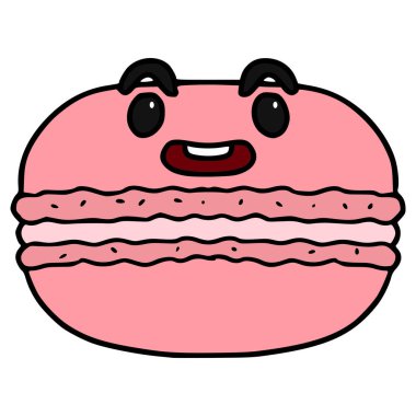 Pembe badem kurabiyesi karakteri çizimi el izole edilmiş vektör