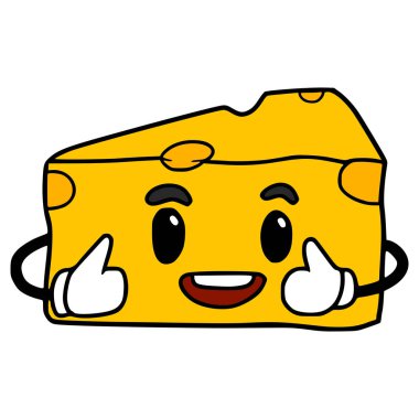 Peynir karakteri çizimi elle izole edilmiş vektör