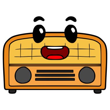 Klasik radyo karakteri çizimi elle izole edilmiş vektör