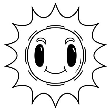 güneş karakteri çizimi el çizimi ana hat vektörü