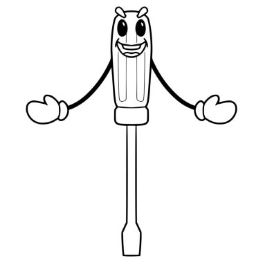 tornavida karakter çizimi el çizimi ana hatlı vektör