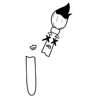 kırık sanat fırçası karakteri çizimi el çizimi ana hat vektörü