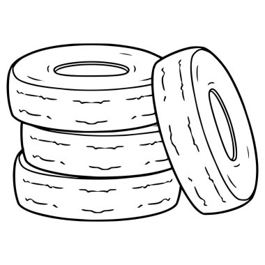 Lastik yığını çizimi el çizimi ana hat vektörü