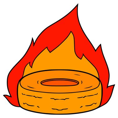 Yanan lastik çizimi elle izole edilmiş vektör