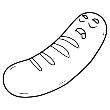 sosis karakter çizimi el çizimi ana hat vektörü