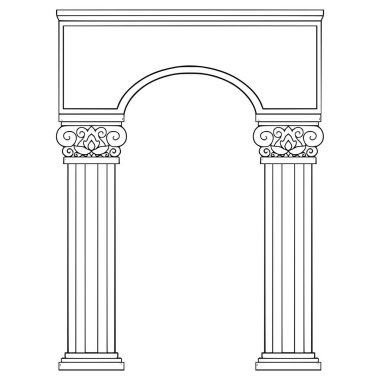 Korint sütun çizimi el çizimi ana hatlı vektör