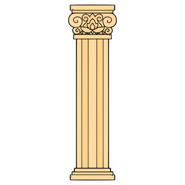Korint sütun çizimi elle izole edilmiş vektör