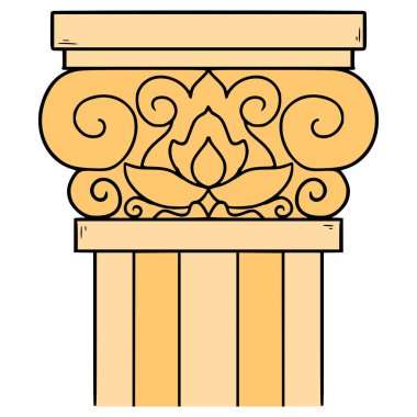 Korint sütun çizimi elle izole edilmiş vektör