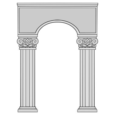 Korint sütun çizimi elle izole edilmiş vektör