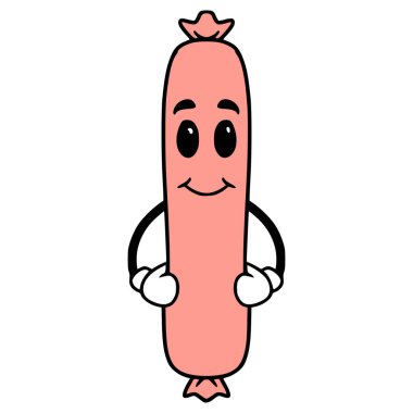 sosis karakteri çizimi elle izole edilmiş vektör