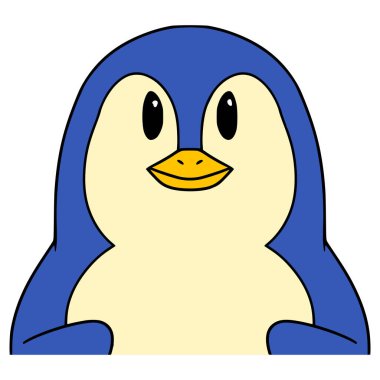 Penguen çizimi elle izole edilmiş vektör