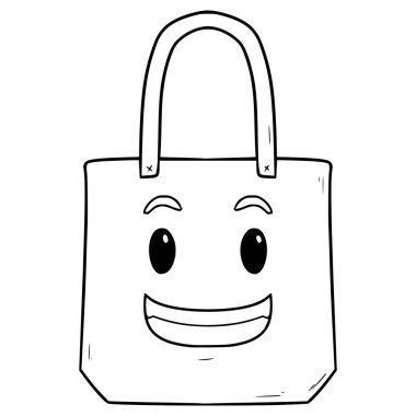 Taşıma çantası karakter çizimi el çizimi ana hat vektörü