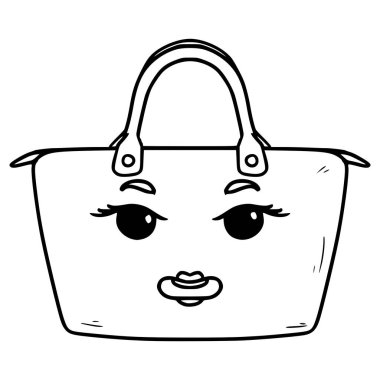 el çantası karakter çizimi el çizimi ana hat vektörü