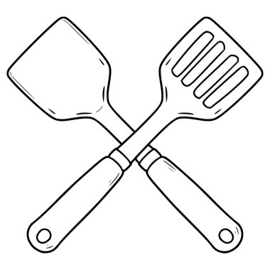çapraz spatula illüstrasyon el çizimi ana çizim vektörü