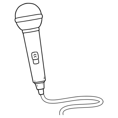 mikrofon çizimi el çizimi ana hat vektörü