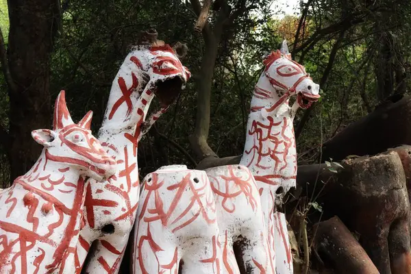 Ayyanar Temple Clay Horse Statue  Traditional Tamil Nadu Terracotta Art