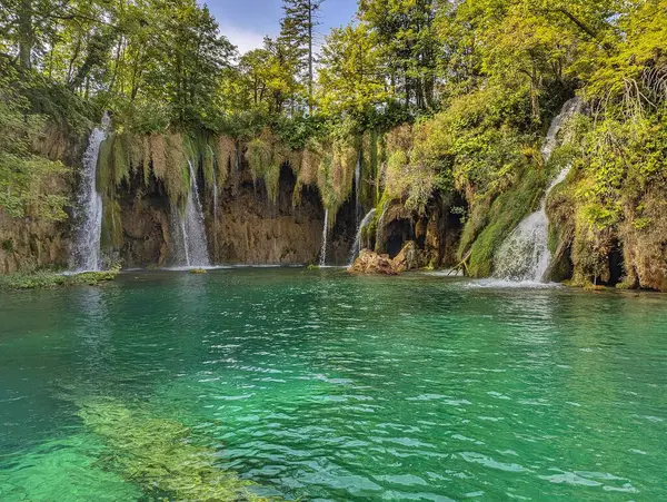 Hırvatistan 'ın Plitvice Gölleri Ulusal Parkı' nın ikonik şelaleleri yoğun bitki örtüsüyle çevrili zümrüt havuzlarına akıyor.