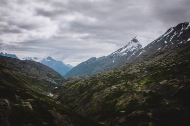 Britanya Kolumbiyası 'ndaki karlı tepelerin ve yemyeşil vadilerin çarpıcı bir görüntüsü, Kanada Kayalıkları' nın engebeli güzelliğini ve el değmemiş doğasını gözler önüne sermek için mükemmel, seyahat ve doğa manzaraları için ideal..