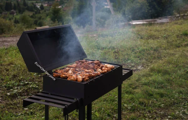 Gegrilde Kippenvleugels Barbecue Buiten — Stockfoto