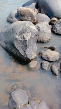 Nehirdeki kayaların manzarası