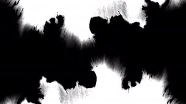 Siyah mürekkep sanatsal akış lekeleri beyaz kağıtlar dökülür güzel damlayan çizgiler sıvı mürekkep alfa matte izole edilmiş suluboya mürekkep damlaları geçiş gösterir