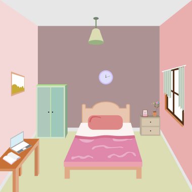 Yatak odası iç tasarım vektör çizimi.