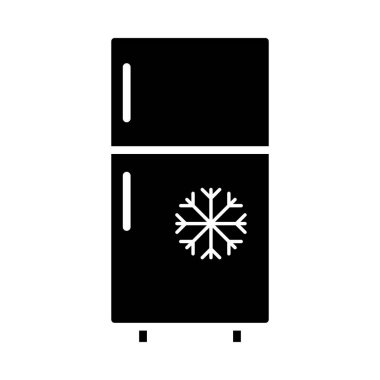 Siyah düz buzdolabı simgesinin vektör sembolü