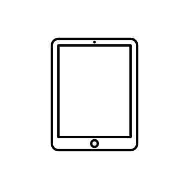 Tablet pc simgesinin beyaz renk ile izole edilmiş vektörü