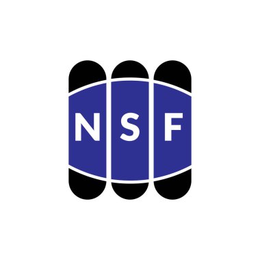 Beyaz arka planda NSF harf logosu tasarımı. Yaratıcı modern NSF harf logosu tasarımı. Vektör tasarımı.