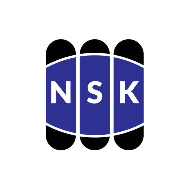Beyaz arkaplanda NSK harf logosu tasarımı. Yaratıcı modern NSK harf logosu tasarımı. Vektör tasarımı.