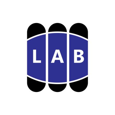 Beyaz arka planda LAB harfi logo tasarımı. Yaratıcı modern LAB harfi logo tasarımı. Vektör tasarımı.
