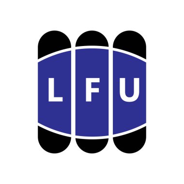 Beyaz arka planda LFU harf logosu tasarımı. Yaratıcı modern LFU harf logosu tasarımı. Vektör tasarımı.