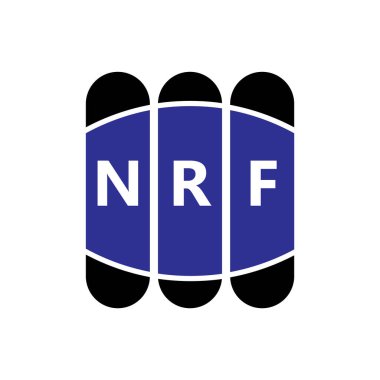 Beyaz arka planda NRF harf logosu tasarımı. Yaratıcı modern NRF harf logosu tasarımı. Vektör tasarımı.