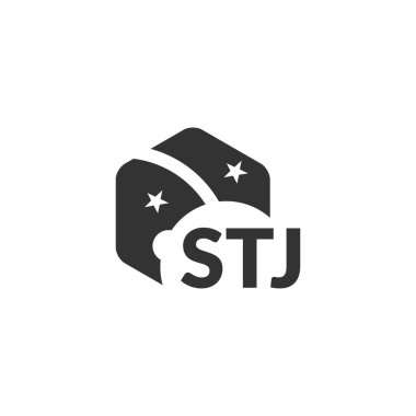 Beyaz arka planda STJ harf logosu tasarımı. Yaratıcı modern STJ harf logosu tasarımı. Vektör tasarımı.