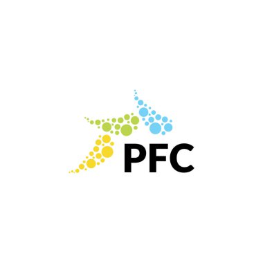 Beyaz arka planda PFC harf logosu tasarımı. Yaratıcı modern PFC harf logosu tasarımı. Vektör tasarımı.