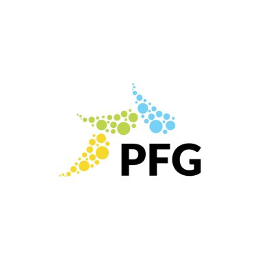 Beyaz arka planda PFG harf logosu tasarımı. Yaratıcı modern PFG harf logosu tasarımı. Vektör tasarımı.